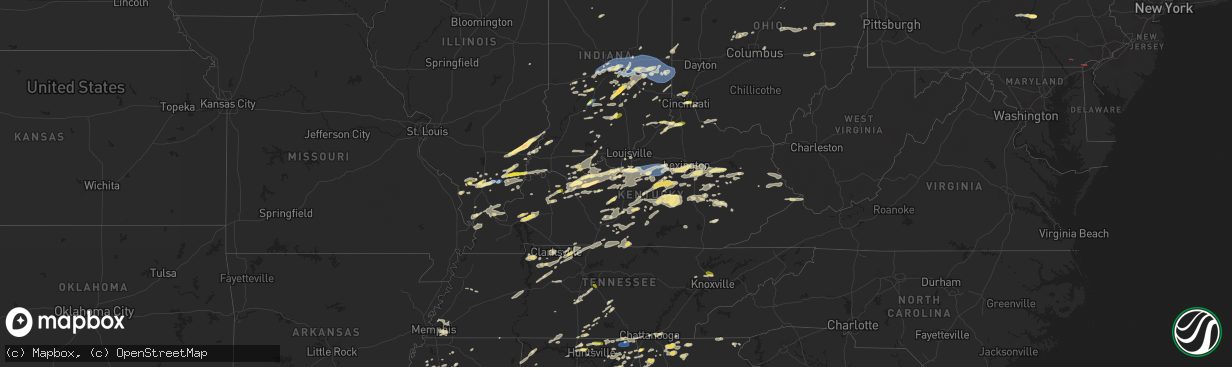 Hail map in Kentucky on July 2, 2023