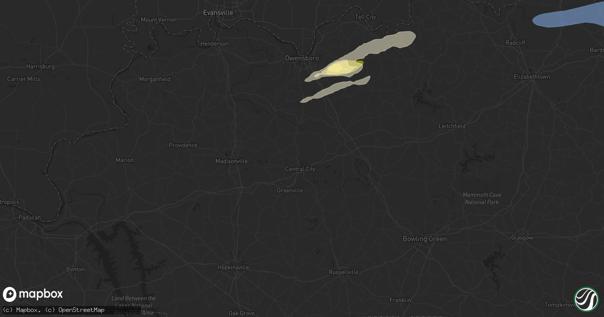 Hail map in Knightstown, IN on July 2, 2023