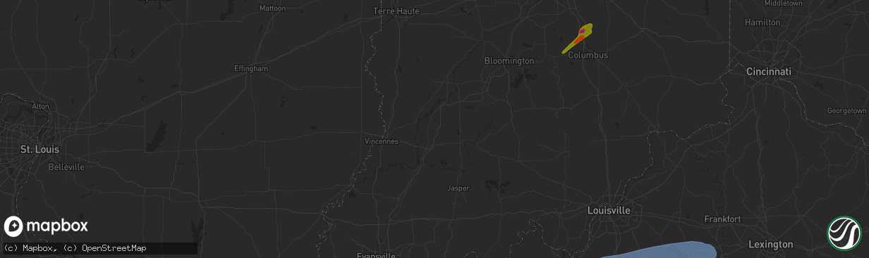 Hail map in Lawrenceburg, KY on July 2, 2023