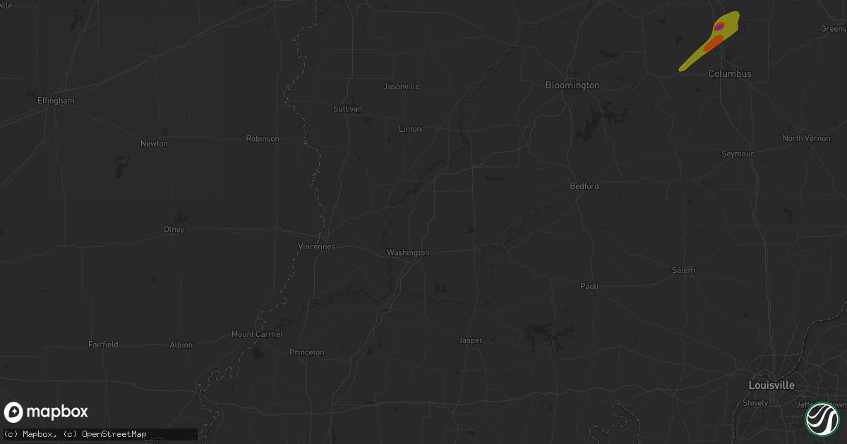 Hail map in Lawrenceburg, KY on July 2, 2023