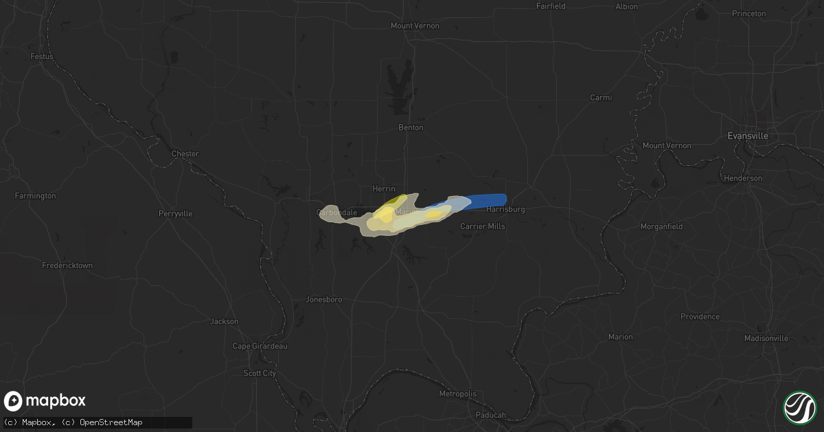 Hail map in Marion, IL on July 2, 2023