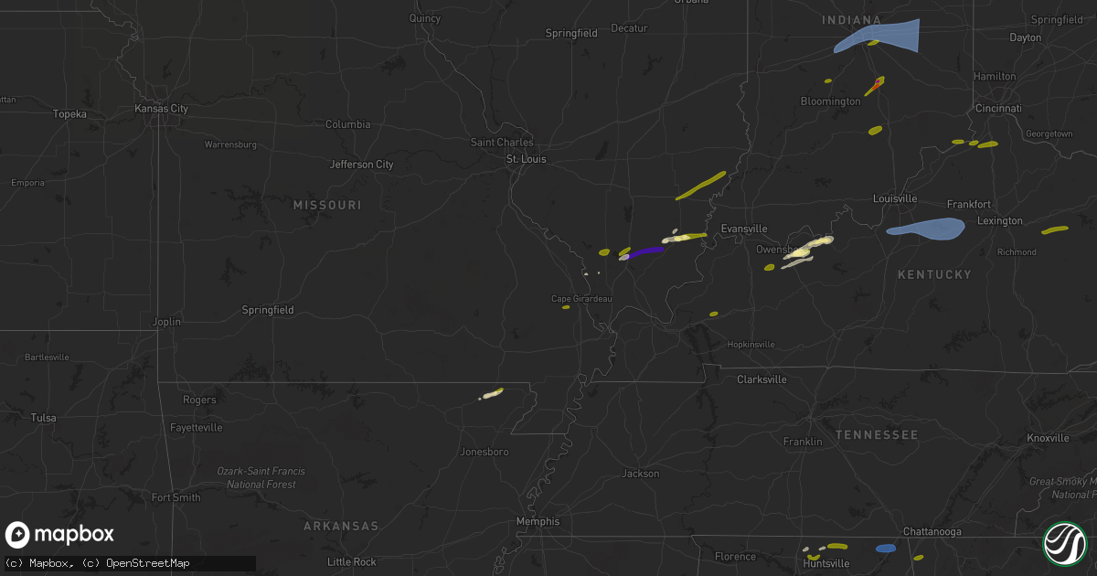 Hail map in Missouri on July 2, 2023
