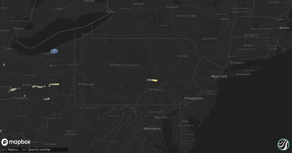 Hail map in Pennsylvania on July 2, 2023