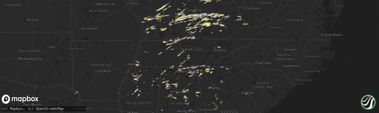 Hail map in Tennessee on July 2, 2023
