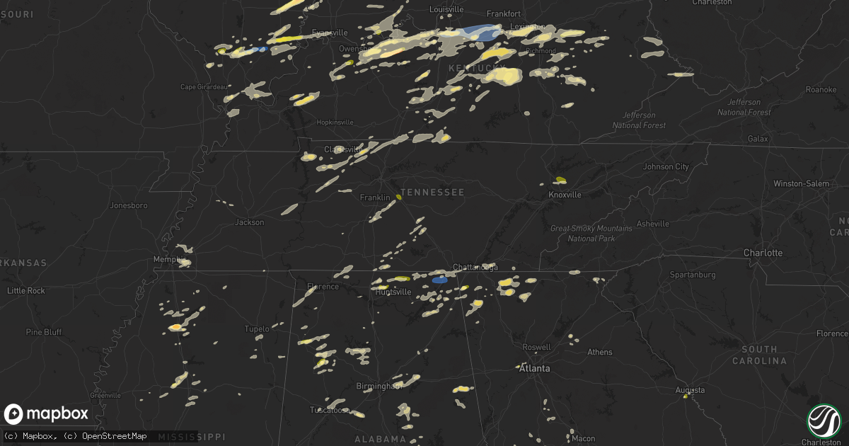 Hail map in Tennessee on July 2, 2023