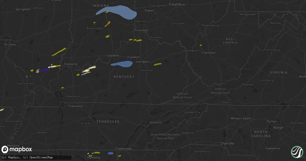 Hail map in West Virginia on July 2, 2023