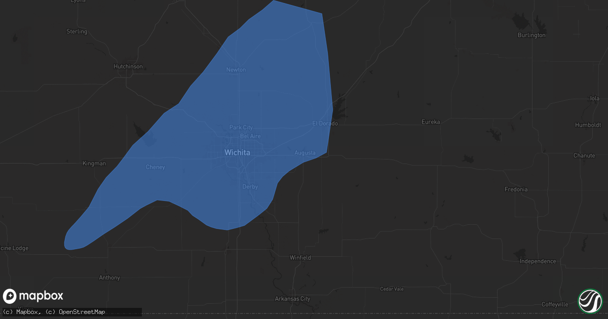 Hail map in Augusta, KS on July 2, 2024