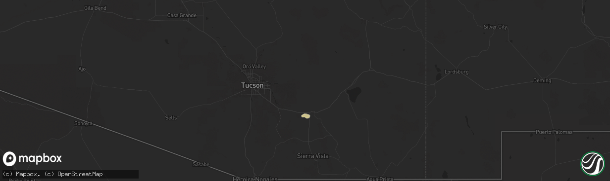 Hail map in Benson, AZ on July 2, 2024