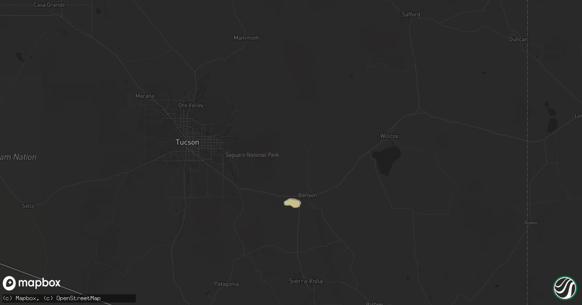 Hail map in Benson, AZ on July 2, 2024