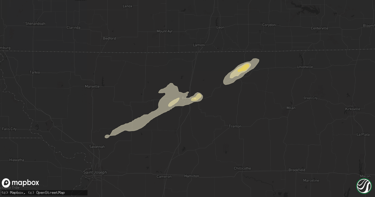Hail map in Bethany, MO on July 2, 2024