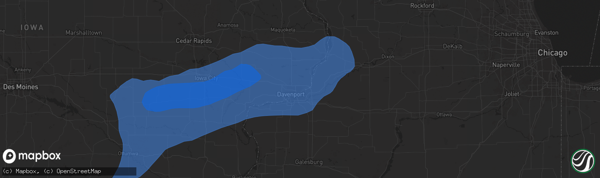 Hail map in Bettendorf, IA on July 2, 2024