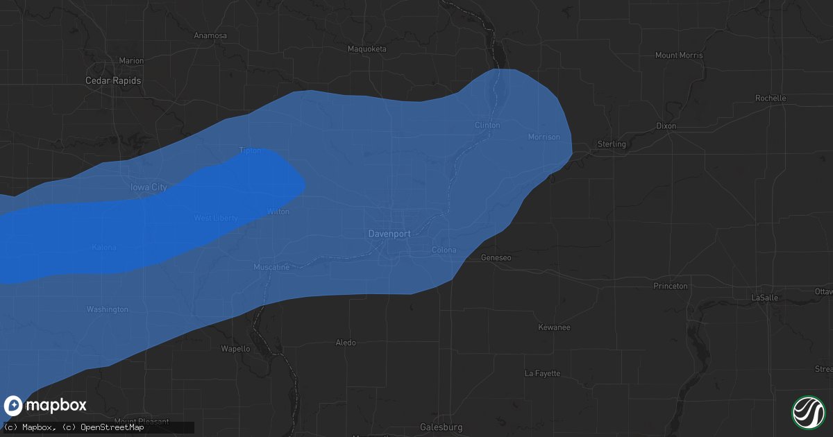 Hail map in Bettendorf, IA on July 2, 2024
