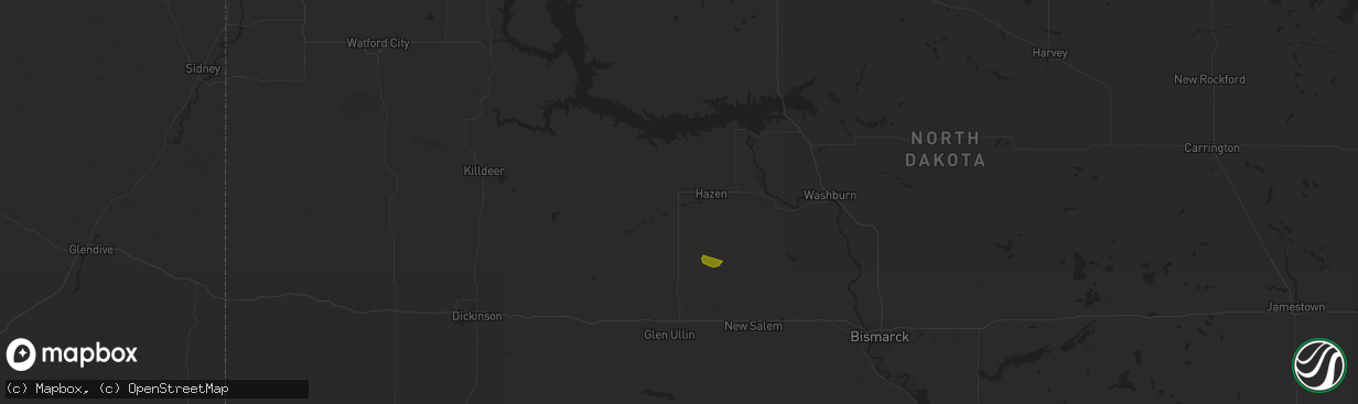 Hail map in Beulah, ND on July 2, 2024