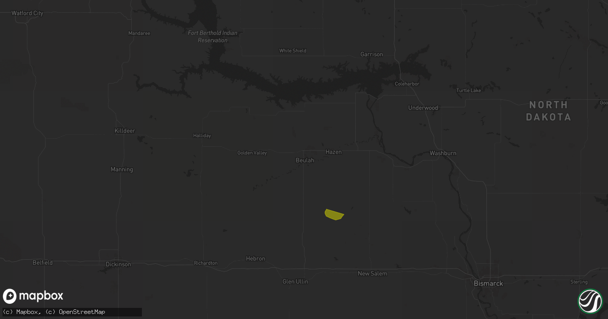 Hail map in Beulah, ND on July 2, 2024