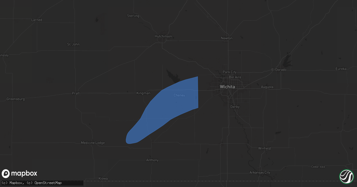 Hail map in Cheney, KS on July 2, 2024