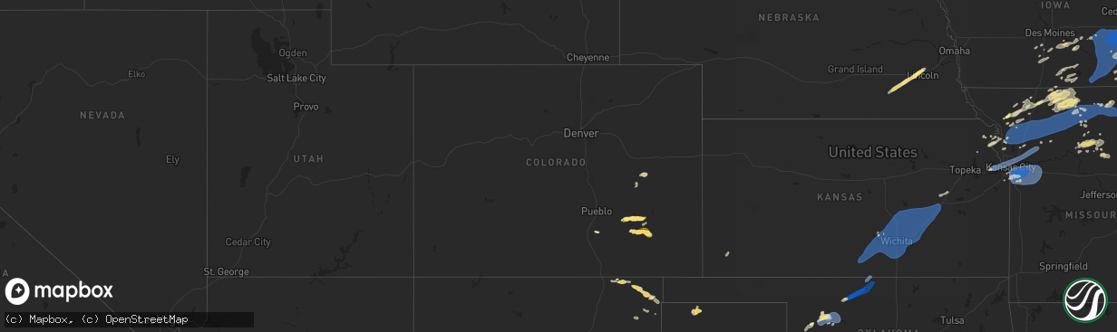 Hail map in Colorado on July 2, 2024
