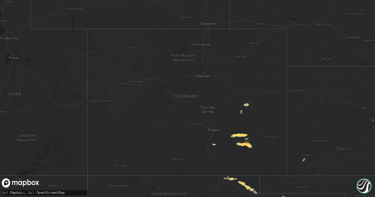 Hail map in Colorado on July 2, 2024