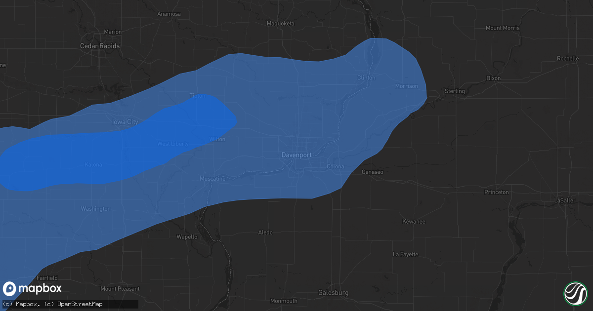 Hail map in Davenport, IA on July 2, 2024