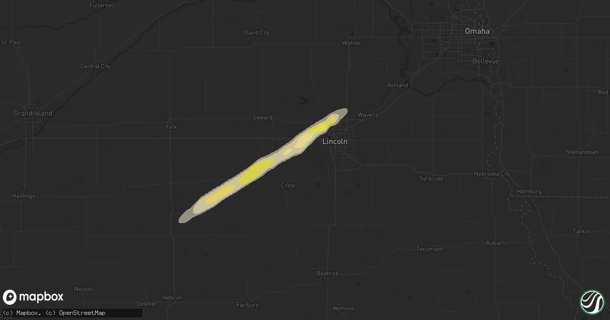 Hail map in Denton, NE on July 2, 2024