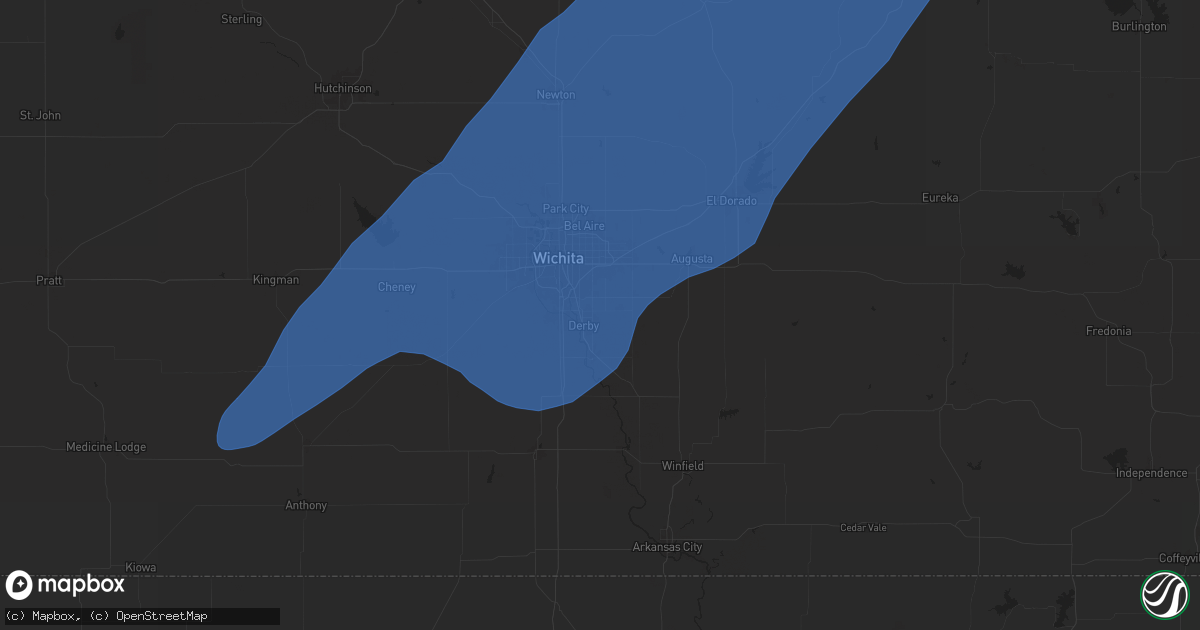 Hail map in Derby, KS on July 2, 2024