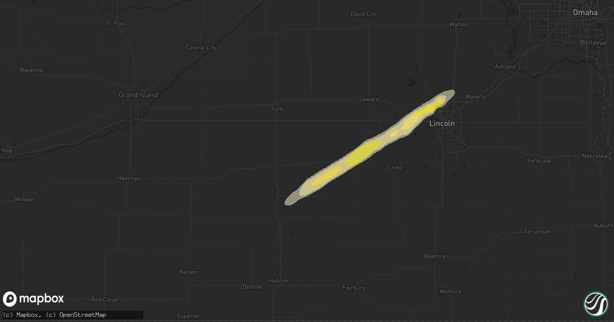 Hail map in Exeter, NE on July 2, 2024