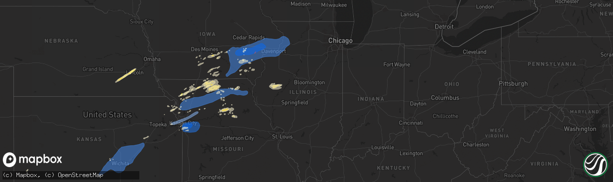 Hail map in Illinois on July 2, 2024