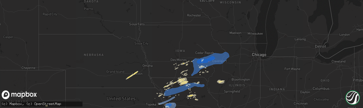 Hail map in Iowa on July 2, 2024