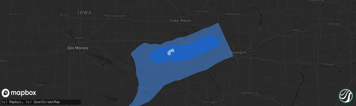 Hail map in Kalona, IA on July 2, 2024