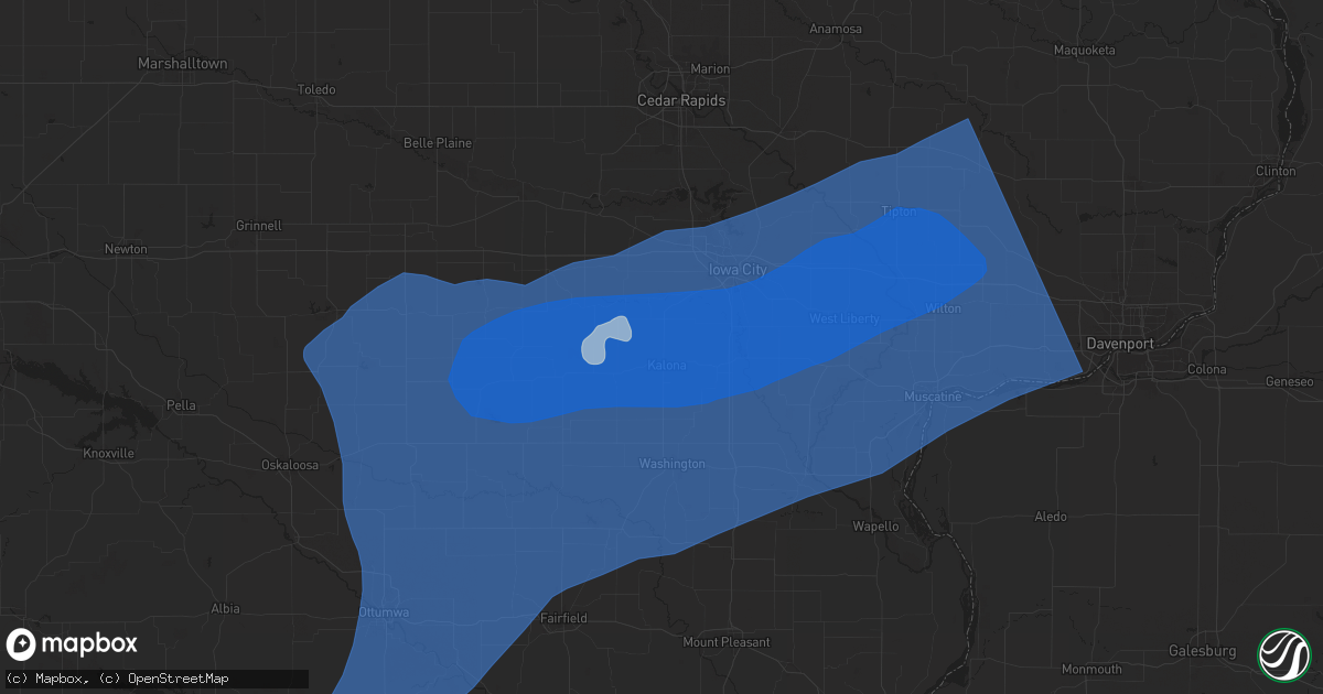 Hail map in Kalona, IA on July 2, 2024