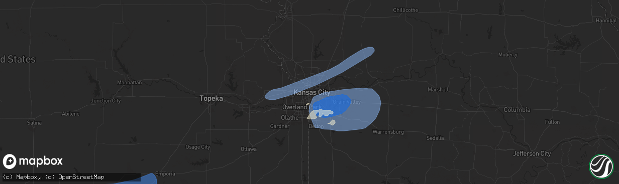 Hail map in Kansas City, MO on July 2, 2024