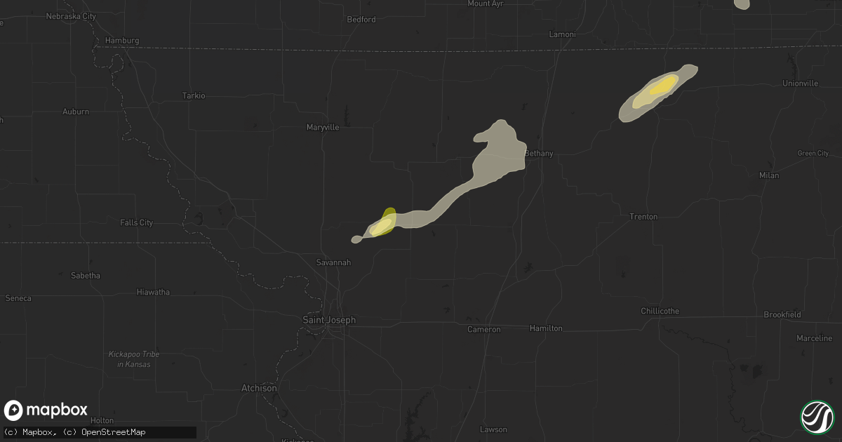 Hail map in King City, MO on July 2, 2024