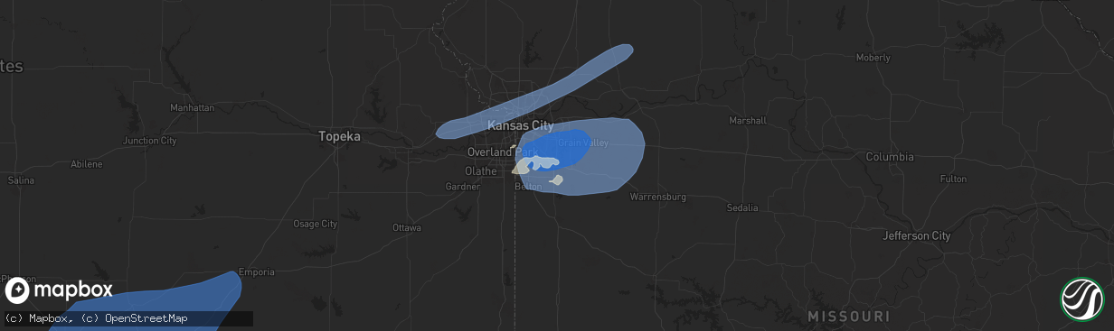 Hail map in Lees Summit, MO on July 2, 2024