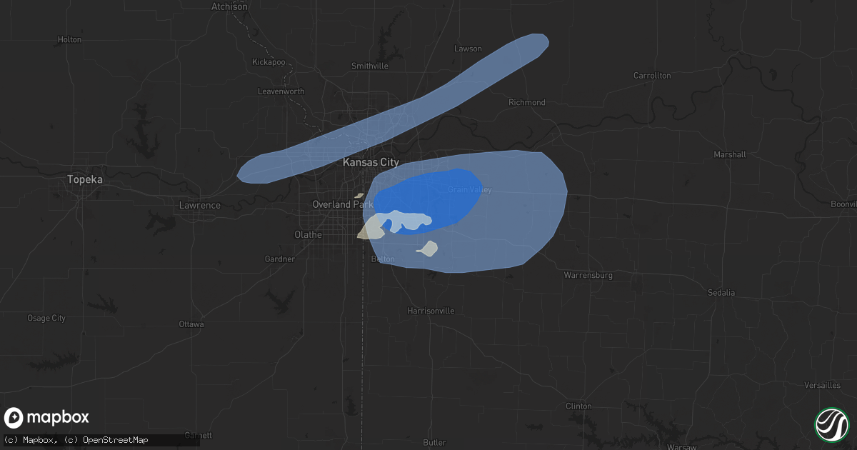 Hail map in Lees Summit, MO on July 2, 2024