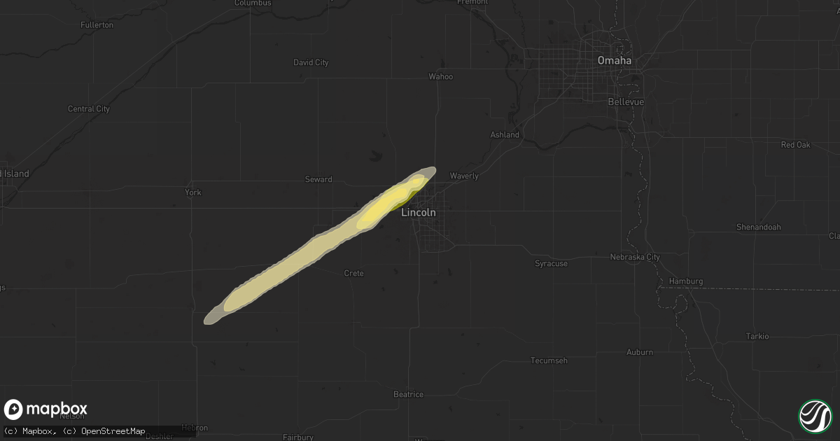 Hail map in Lincoln, NE on July 2, 2024