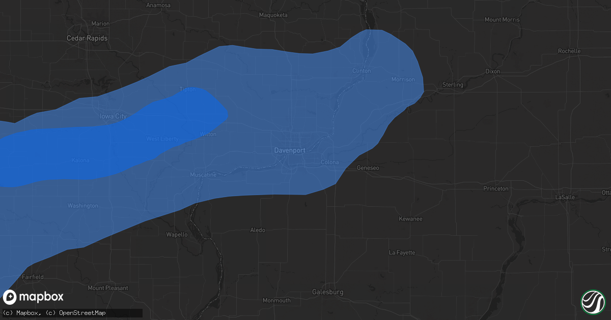 Hail map in Moline, IL on July 2, 2024