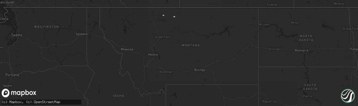 Hail map in Montana on July 2, 2024