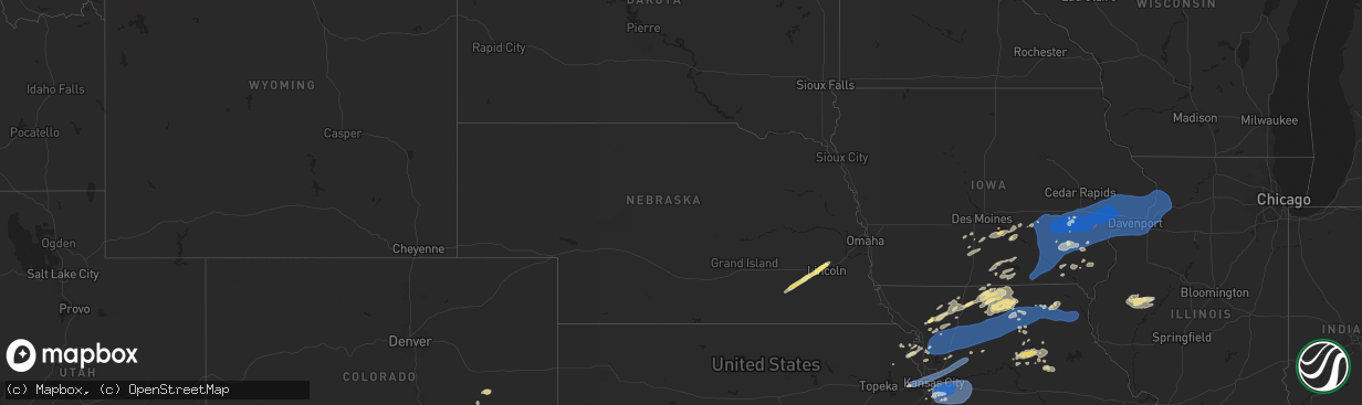 Hail map in Nebraska on July 2, 2024
