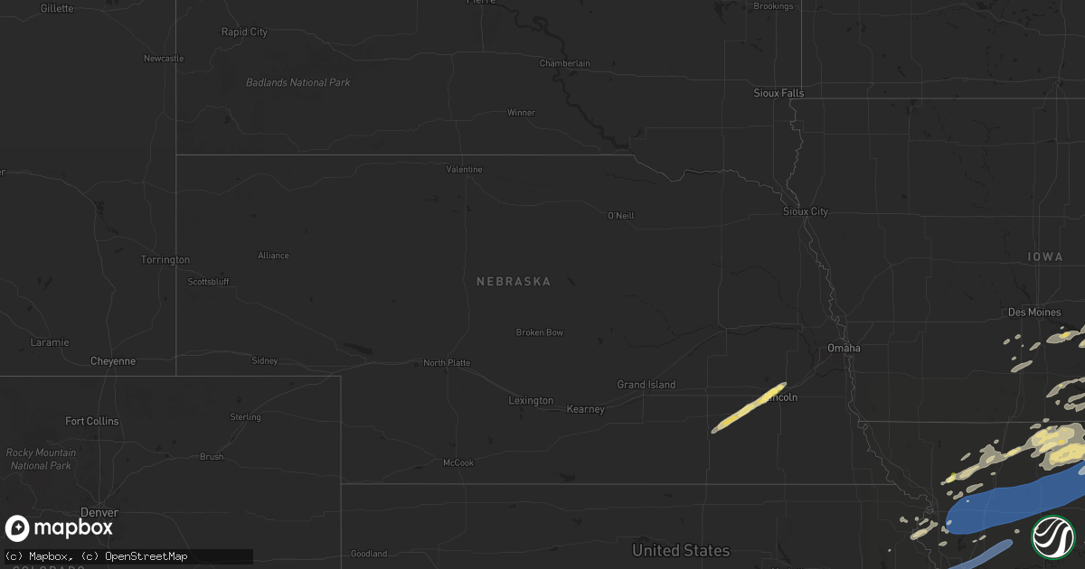 Hail map in Nebraska on July 2, 2024