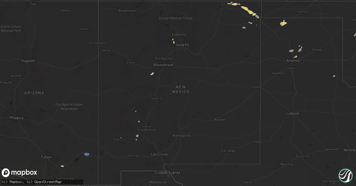 Hail map in New Mexico on July 2, 2024