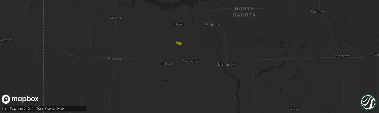 Hail map in New Salem, ND on July 2, 2024