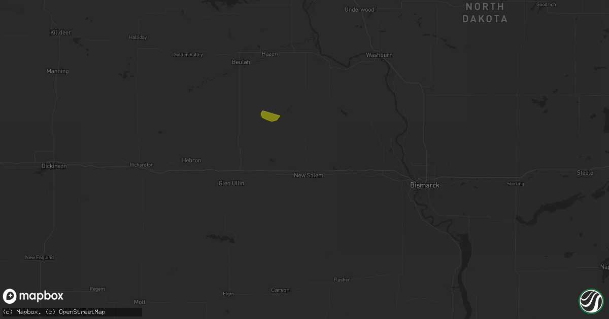 Hail map in New Salem, ND on July 2, 2024