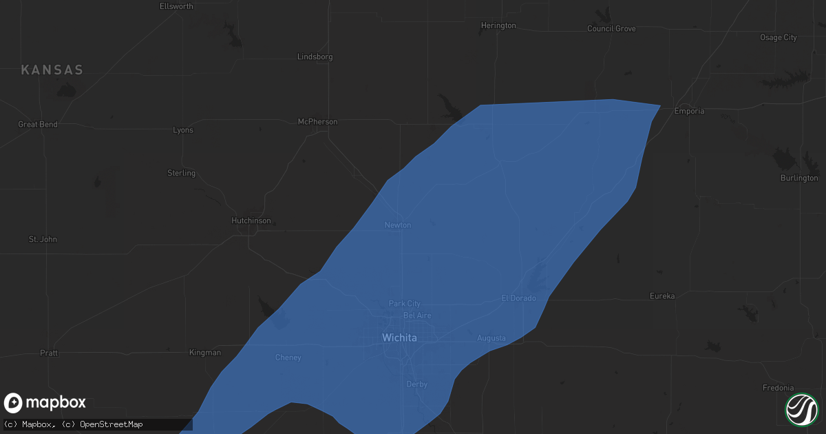 Hail map in Newton, KS on July 2, 2024