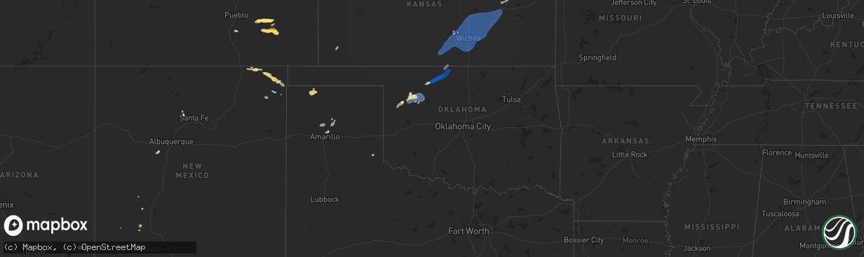 Hail map in Oklahoma on July 2, 2024