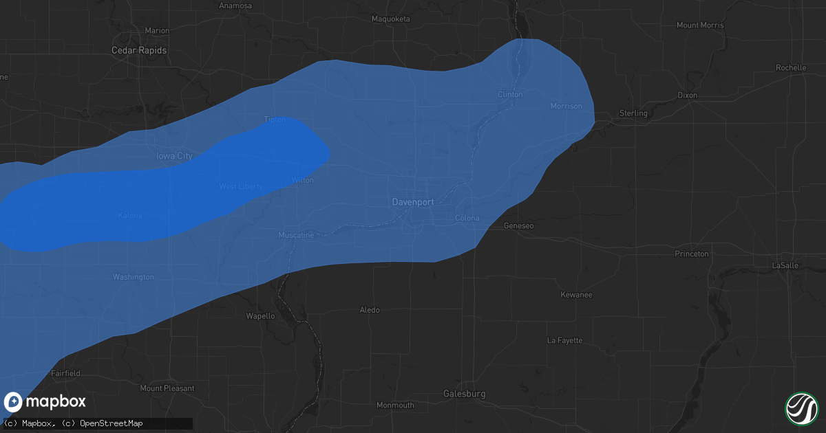 Hail map in Rock Island, IL on July 2, 2024