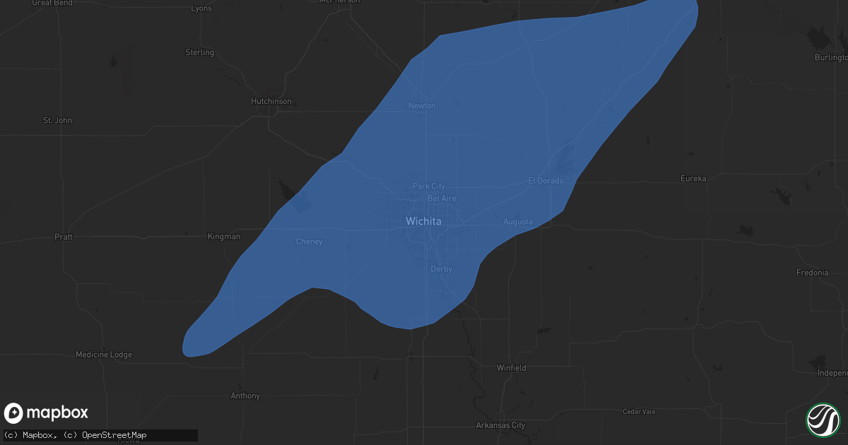 Hail map in Wichita, KS on July 2, 2024