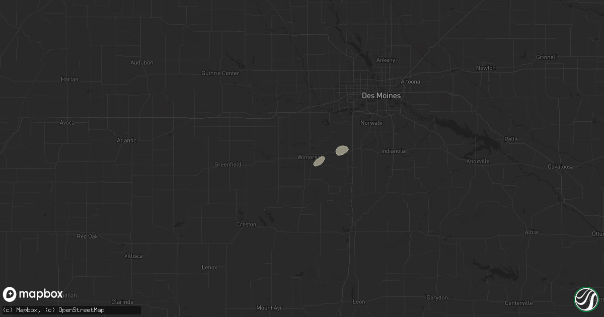 Hail map in Winterset, IA on July 2, 2024
