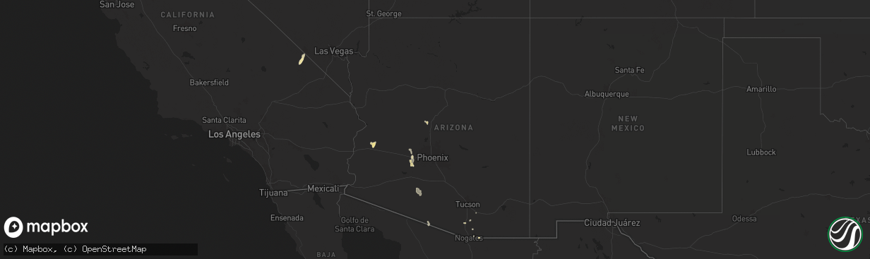 Hail map in Arizona on July 2, 2025