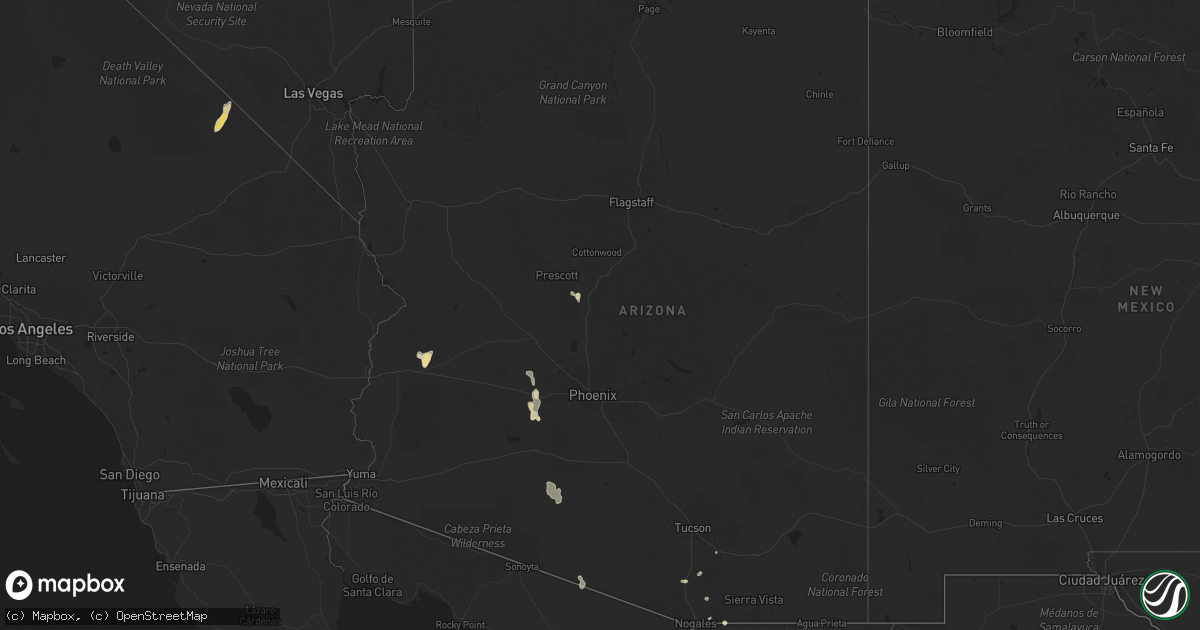 Hail map in Arizona on July 2, 2025