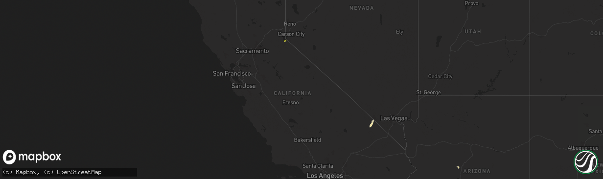 Hail map in California on July 2, 2025