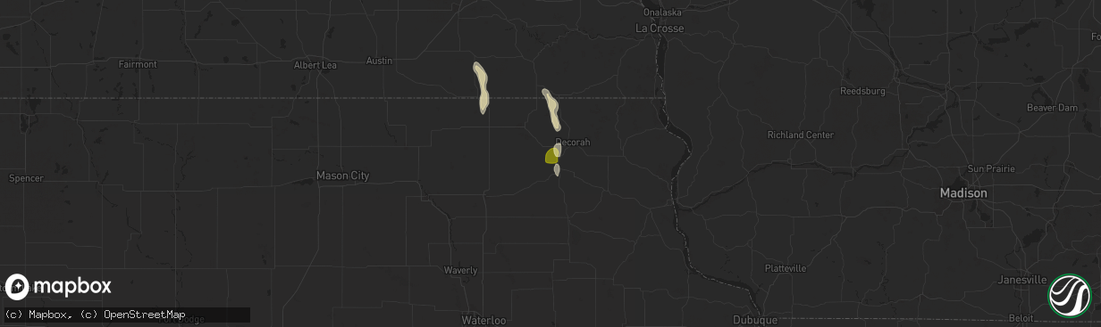 Hail map in Calmar, IA on July 2, 2025
